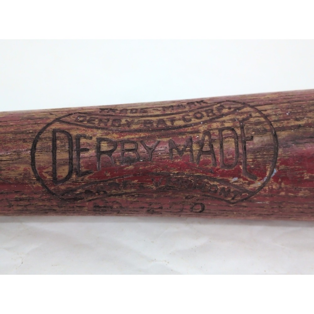 VTG 1930s Derby Made Red Wood Baseball Bat #200 RUR  Montan Treated Antique Rare